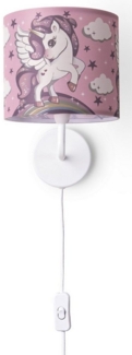 Paco Home Wandleuchte Cosmo 213, ohne Leuchtmittel, Kinderlampe Mit ∅18cm Einhorn Regenbogen Kabellänge 3m E14
