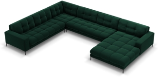 Micadoni Wohnlandschaft Mamaia 7-Sitzer Samtstoff Flaschengrün Metall schwarz Links