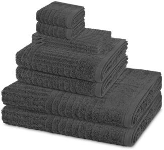 Ross Carre 8 tlg. Frottier-Set - 2 X Handtuch (50 X 100cm), 2 X Duschtuch (70 X 140cm), 2 X Gästetuch (30 X 50cm), 2 X Waschhandschuh (16 X 22cm) - 520 - Anthrazit
