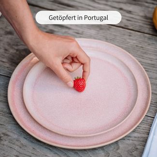 Econovo Frühstücksteller Handgefertigt, (2 St), Kleiner Keramikteller 22cm Made in Portugal