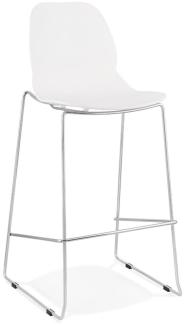 KADIMA DESIGN Küchenhocker Polypropylen | 75cm | Ergonomisch Pflegeleicht | Weiß-Chrom | 120kg