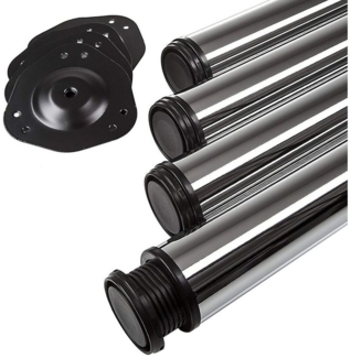 SO-TECH® Tischbein Ø 60 mm, belastbar bis 75 kg pro Stück, höhenverstellbar, Höhe 71 cm, Stahl, Chrom poliert, 4x