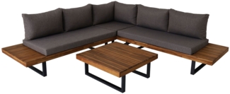 Lounge-Set Bora Bora III / Rabat , Echtholz , Grau, Schwarz, Holzfarben , 0 x 0 x 0 cm