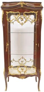 Casa Padrino Barock Glas Vitrine Vitrinenschrank - Barock Möbel - Vitrinenschrank 74 x 63 x H 174 cm - Wohnzimmerschrank Schrank Mahagoni / Gold