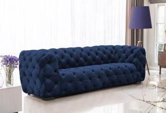 Sofa Designersofa NATALIE 3-Sitzer in Stoff Riviera Blau