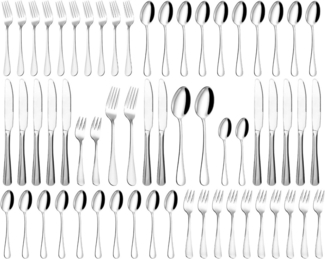 LEAZZLE Besteck-Set 60-teiliges Edelstahl Bestecksets, Besteck Set für 12 Personen (60-tlg), 12 Personen, 60 Besteckset aus Edelstahl, spülmaschinenfest
