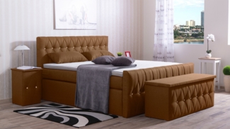 Meisterbetten Boxspringbett Cool 240x220 in WT-Braun, Matratzenbezug Nano, Komfortschaum-Topper