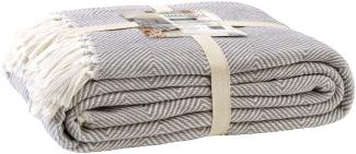 Hahn Plaid Wohndecke Tagesdecke mit Fransen 220x250 sand beige 515001-70