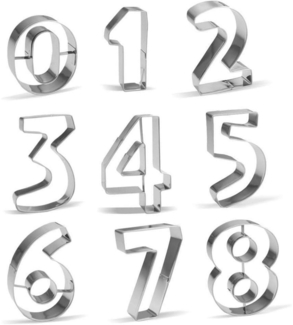 Ausstechformen Set Zahlen 0-8 Edelstahl 9 Teile robust spülmaschinenfest