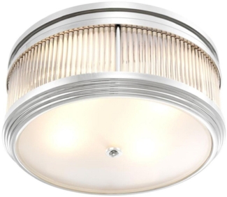 Casa Padrino Deckenleuchte Luxus Deckenleuchte Silber Ø 40,5 x H. 18,5 cm - Runde Deckenlampe