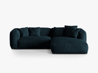 Micadoni Ecksofa Martina 2-Sitzer Samt Tiefes Petrol Rechts