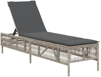 vidaXL Sonnenliege mit Auflage Hellgrau Poly Rattan 4002742
