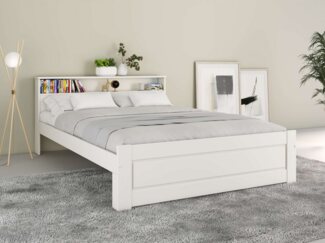 Home affaire Massivholzbett FLAVION, TOPSELLER! Jugendbett, FSC® zertifizierte massive Kiefer (Breite: 90, 140, 180), Qualitätsprodukt, Regal, Kassettenoptik, Schublade optional