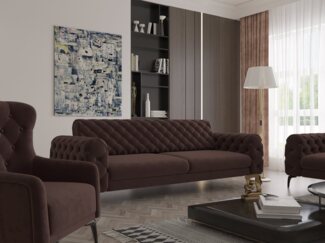 Möbeldreams Chesterfield-Sofa Sofa-Set Arizona Chesterfield Schlaffunktion 3-2-1.3-3-1.3-1.2-1, Schlaffunktion