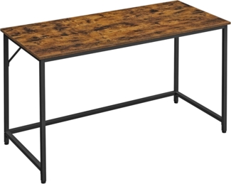 Vasagle Schreibtisch, Industrie-Design, Metallgestell, Vintagebraun, 140 x 60 x 75 cm