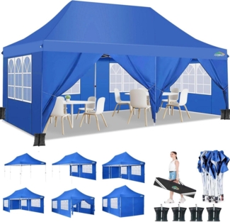 COBIZI Faltpavillon 3x6m Wasserdicht Stabil Partyzelt mit 6 Seitenwänden