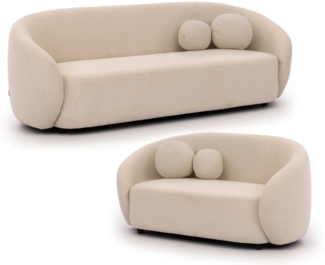 S-Style Möbel Polstergarnitur 3+2 Roundi, Bouclé, Luxus & Moderne Kollektion Geschwungene Sofas