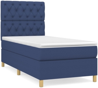 vidaXL Boxspringbett mit Matratze Blau 80x200 cm Stoff 3142535