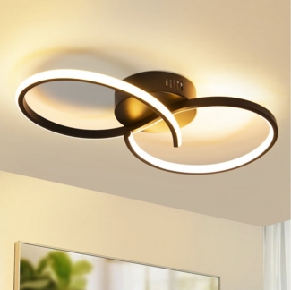 ZMH LED Deckenleuchte Wohnzimmer 8-förmige Schwarz/Weiß Deckenlampe 12/24W 3000K Flur, Augenschutz, Einfache Installtion, LED fest integriert, Warmweiß, Modern praktische Schlafzimmerlampe Küche