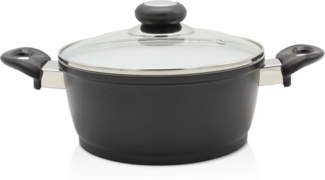Krüger Fleischtopf Aluguss Topf mit Glasdeckel Oslo, Aluminiumguss (1-tlg), für Induktions-Kochfelder geeignet