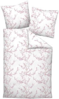 Janine Mako Satin Bettwäsche Milano 45104-01 Rosa Beere Blumen 135x200