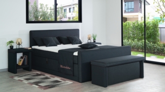 Meisterbetten Boxspringbett Amos 200x200 in W-Black in W-Black, Matratzenbezug Nano, Ergoflex-Topper, mit Fussteil