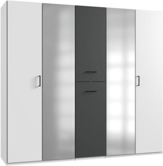 Kleiderschrank Lima 225x58x208cm weiß graphit mit Apothekerauszügen