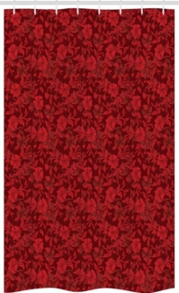 Abakuhaus Duschvorhang Badezimmer Deko Set aus Stoff mit Haken Breite 120 cm, Höhe 180 cm, rot Blumen-Blätter und wirbelt