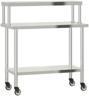 vidaXL Küchen-Arbeitstisch mit Aufsatzboard 110x55x120 cm Edelstahl 3208901