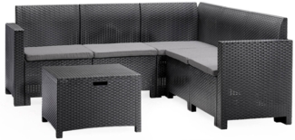 Dmora Loungeset für draußen Somnus, Outdoor-Lounge mit Couchtisch, Terrassenset mit Kissen, Gartenkomposition mit Sofa und Sesseln, Made in Italy, Anthrazit