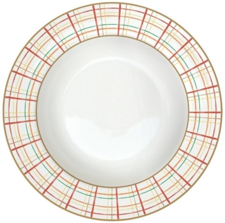 EasyLife Suppenteller Harvest, Spülmaschinengeeignet, Mehrfarbig, Motiv: Kürbis, Blätter + Karos