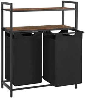 Calicosy Wäschebehälter mit 2 Fächern à 46L und 2 Regalen - Schwarz