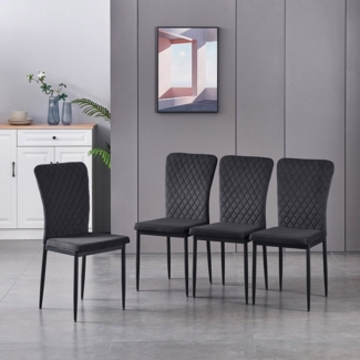 JYMTOM Esszimmerstuhl Samt/Kunstleder, hoher Lehne, Metallgestell, 4/6er-Set (4 St), Samt, Gitter-Design, für Wohnzimmer, Büro, Klassenzimmer