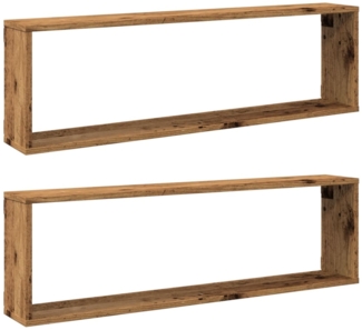 vidaXL Würfel-Wandregale 2 Stk. Altholz-Optik 100x15x30 Holzwerkstoff 856582