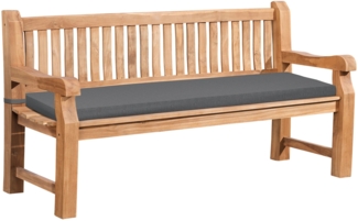 CLP Gartenbank Teakholz Jackson mit Sitzkissen,dunkelgrau 166x48x8 cm