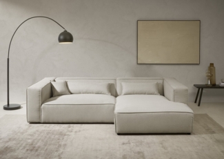 LeGer Home by Lena Gercke Ecksofa PIARA XXL, Big-Sofa in Cord oder Leinenoptik, L-Form, mit Kedernaht, wahlweise Ottomane rechts/links, schwarze Füße, extra tiefe Sitzfläche