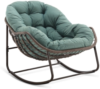 JOIVI Schaukelstuhl Rattansessel,Schaukelsessel, Wohnzimmersessel, Getell aus Stahl, für Wohnzimmer, Flur, Garten, Terrasse