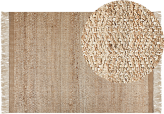 Teppich Jute beige geometrisches Muster 160 x 230 cm Kurzflor ABANA