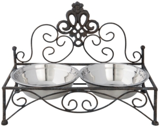 Clayre & Eef Futternapf, Edelstahl, Tolle Futterschalen Doppel Hundefressnapf aus Eisen Modell LAN