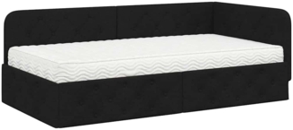vidaXL Eckbettgestell mit Matratze Schwarz 100x200 cm Stoff 3394055