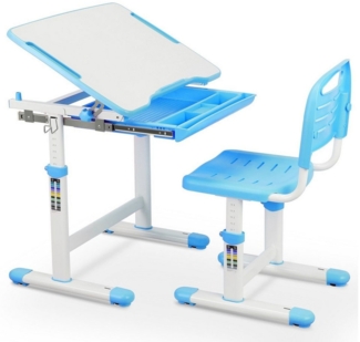 TLGREEN Kinderschreibtisch Höhenverstellbar 54 und 76 cm, mit neigbarer Tischplatte,Schreibtisch Kinder, Kindertisch Stuhl Set