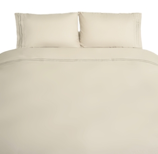 Bettwäsche 200 x 220 cm mit 2 Kissenbezüge 50 x 70 cm - 4-teilig für 2 Personen Creme