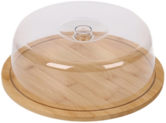 Bambus Kuchenglocke / Käseglocke mit transparenter Haube