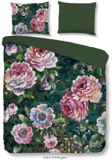 good morning Renforcé Bettwäsche 3 teilig Bettbezug 240x220 cm Kopfkissenbezug 60x70 cm Fleur 2236.44.03 Green