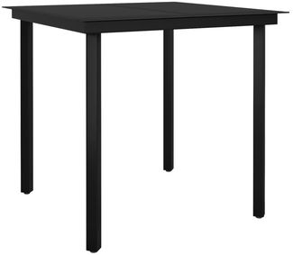 vidaXL Garten-Esstisch Schwarz 80x80x74 cm Stahl und Glas 318746