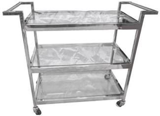 Casa Padrino Luxus Servierwagen Silber 93 x 40 x H. 79 cm - Hotel Restaurant Gastronomie Trolley