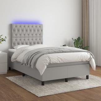 Boxspringbett mit Matratze & LED Stoff Hellgrau 120 x 200 cm, Härtegrad: H2 [3135101]