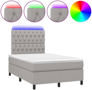 Boxspringbett mit Matratze & LED Stoff Hellgrau 120x200 cm, Härtegrad: H2 [3135101]