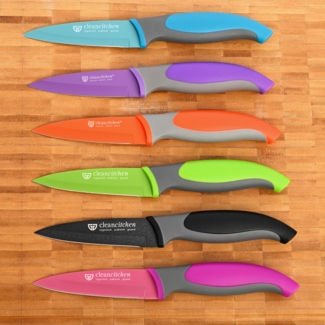 3er Set Küchenmesser mit Klingenschutz schwarz C1