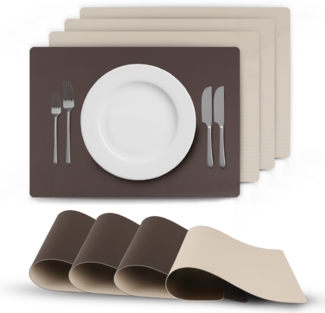 Platzset Lederimitat Beige/Braun (Uni) 4er Set